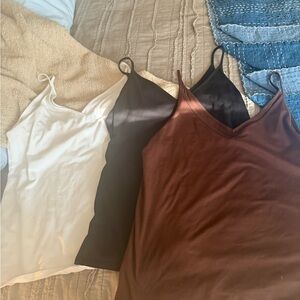 Loft Women's Camisole 3-Piece Set - White, Black, and Brown